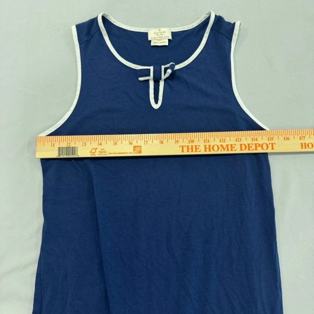 Kate Spade Navy Blue Sleeveless Bow‎ Keyhole Ruffle Hem Shift Dress Small